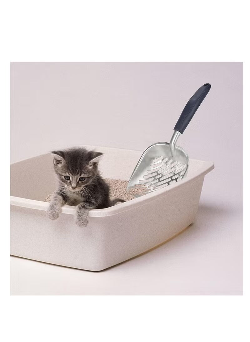 مجرفة رمل قطط كبيرة – من سبائك الألمنيوم بمصفاة معدنية عميقة ومقبض طويل، مناسبة لجميع أنواع رمل القطط - Image 5